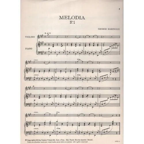Melodia para violino e piano - Exemplar Antigo