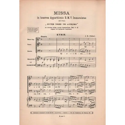 Missa - in honorem Apparitionis B. M. V.