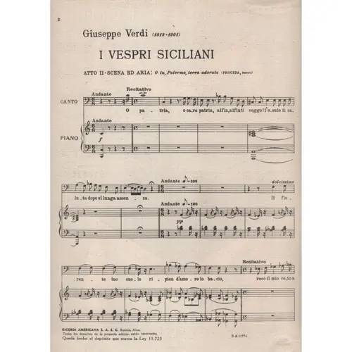 Vespri Siciliani (I) - O Tu, Palermo,..  (Edição Antiga)