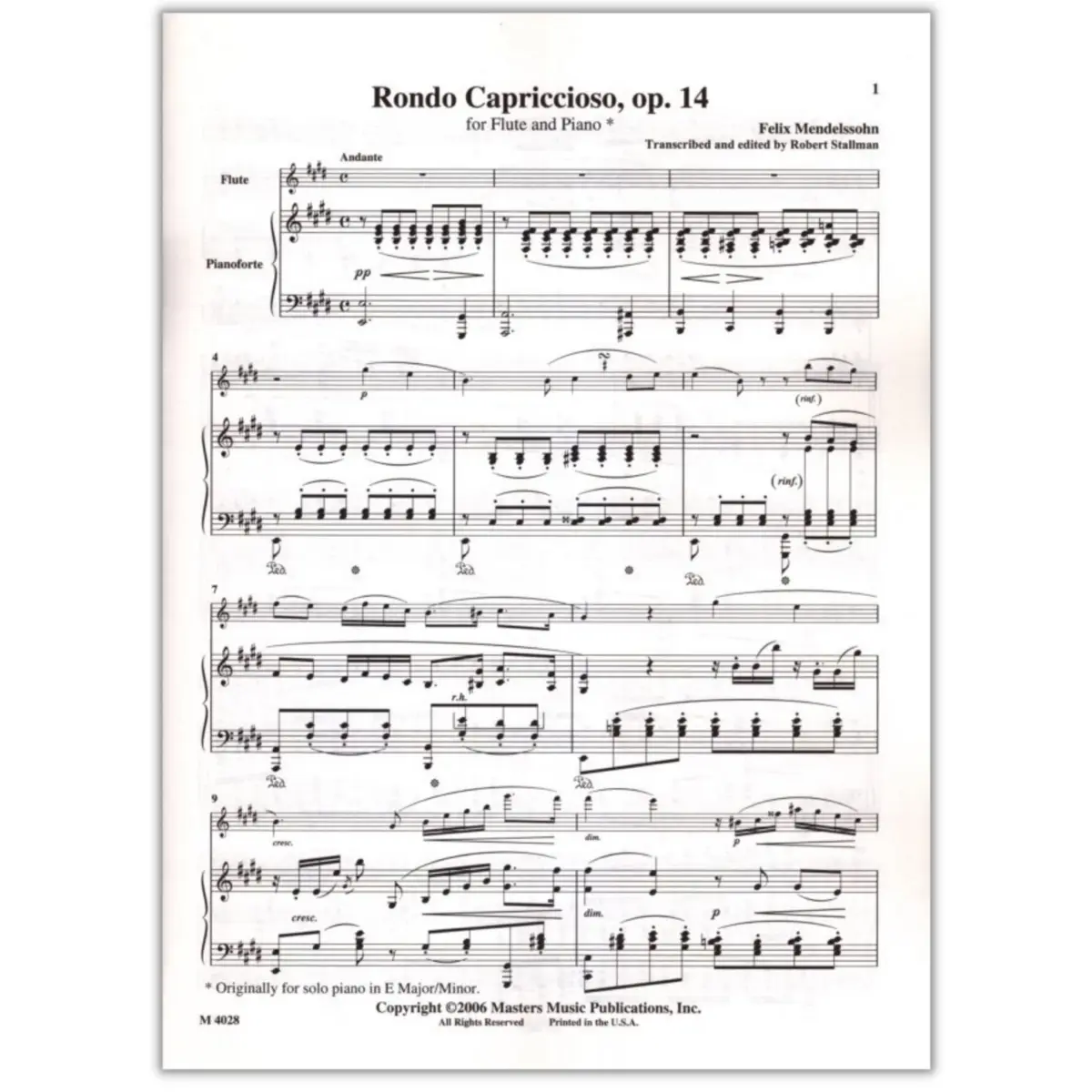 Rondo Capriccioso Op.14 For Flute And Piano