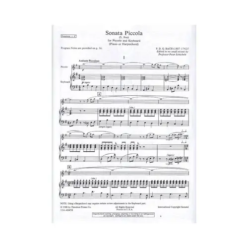 Sonata Piccola For Piccolo And Keyboard