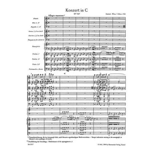 Concerto for Piano and Orchestra no. 21 in C major KV 467