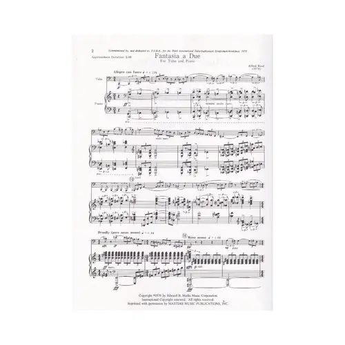 Fantasia A Due  For Tuba (Or Double Bass) And Piano
