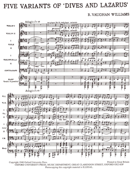 5 Variants Of Dives And Lazarus (Score) Cinco Variantes em 'Mergulhos e