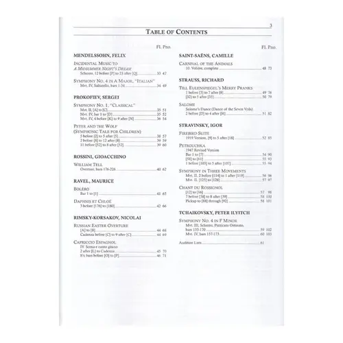Orchestral Excerpts For Flute With Piano Accompaniment