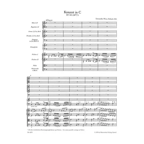 Concerto for Piano and Orchestra no. 13 in C major K. 415 (387b)