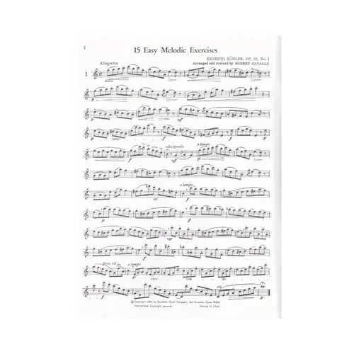 15 Easy Melodic Exercises For Flute Op.33 Book 1