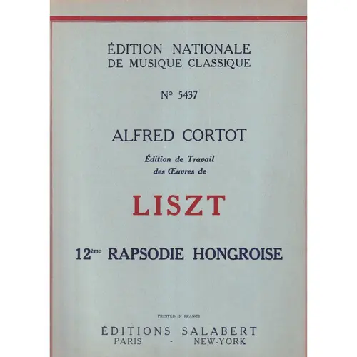 12 Eme Rapsodie Hongroise  para piano (Rev. A. Cortot)