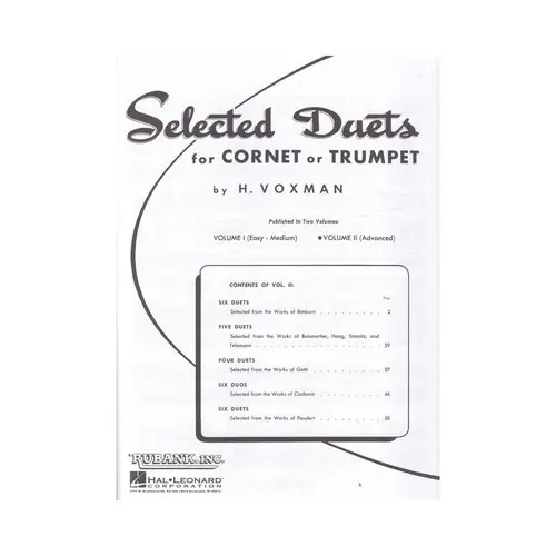 Selected Duets For Cornet Or Trumpet - Volume 2 - Advanced