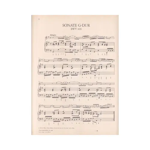 2 Sonaten Fur Violine Und Basso Continou BWV 1021, 1023