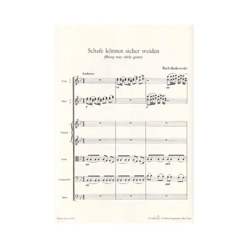 Sheep May Safely Graze from cantata BWV 208 - score+parts