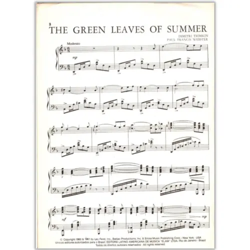 The Green Leaves Of Summer (Piano) -   Exemplar Antigo