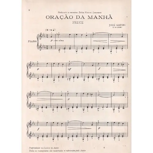 Oração Da Manhã - Prece  para piano (Edição Antiga)