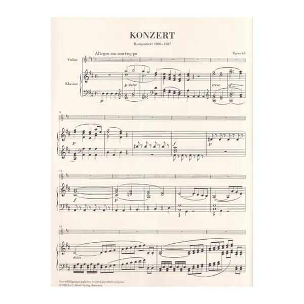 Violin concert in D major Op.61 - piano reduction