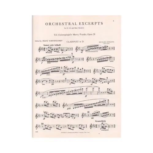 Orchestral Excerpts For Clarinet Vol.03