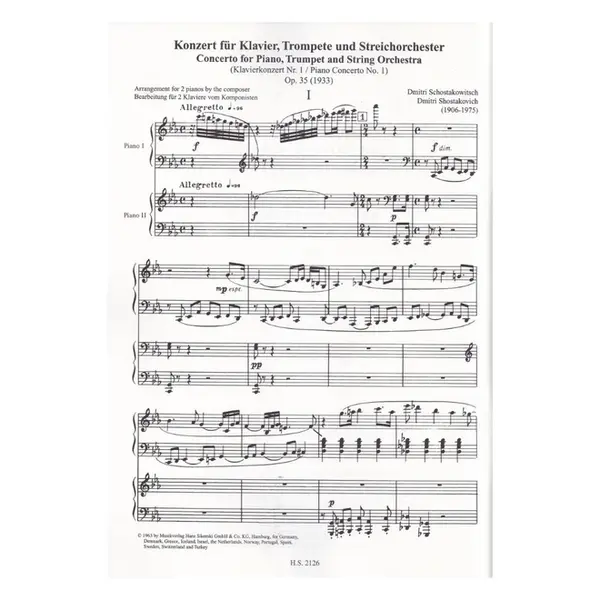 Piano concerto No.1 Op.35 - for 2 pianos