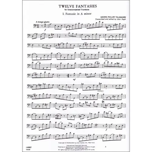 Twelve Fantasies For Unaccompanied Trombone