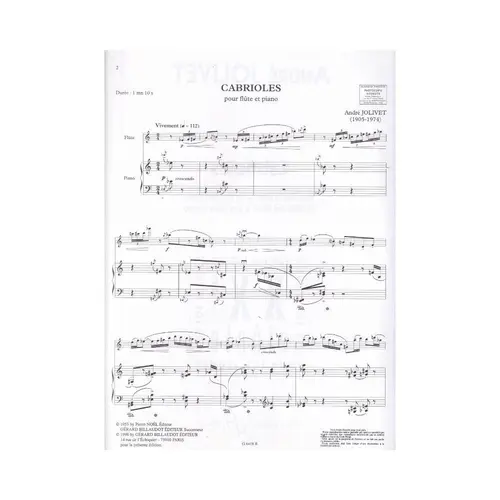 Cabrioles Pour Flute Et Piano