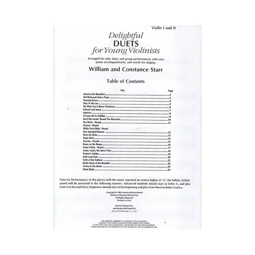 Delightful Duets For Young Violinists ( violin I and II )