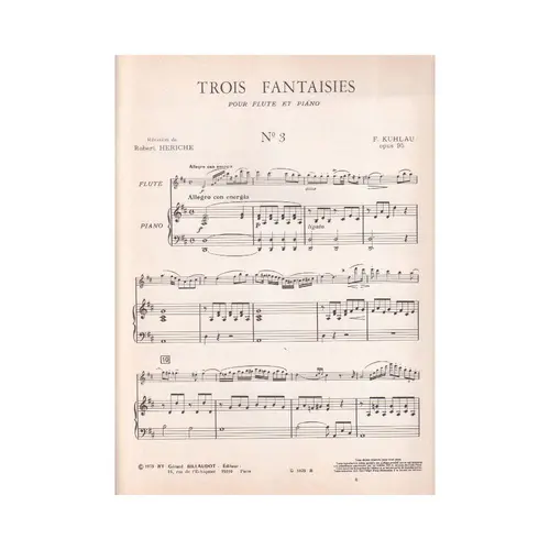 3 Fantaisies Op.95 N.3 Pour Flute Et Piano