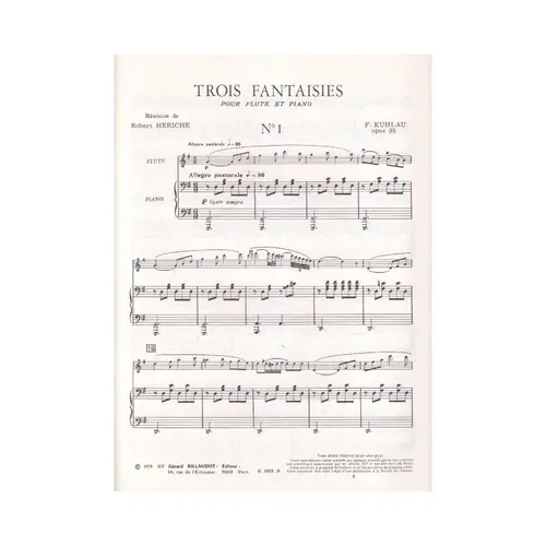 3 Fantaisies Op.95 N.1 Pour Flute Et Piano