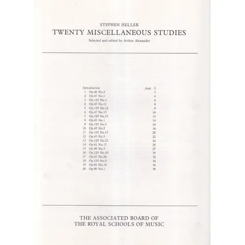20 Miscellaneous Studies - Op. 45,46,47,81,90,125
