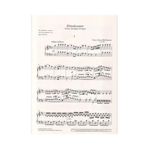 Konzert Fur Flote And Orchester D Major - Piano Reduction