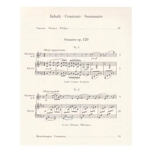 Sonatas Op.120 for Clarinet and Piano