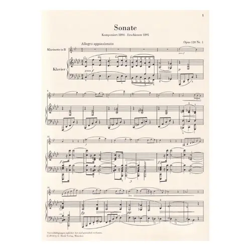 Sonatas Op.120 for Clarinet and Piano