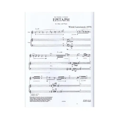 Epitaph For Oboe And Piano