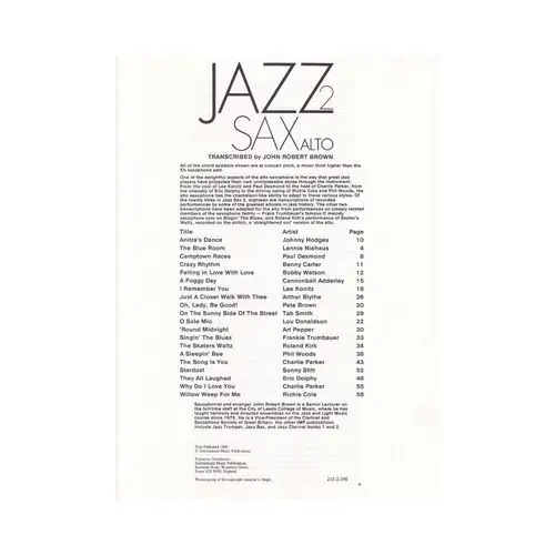 Jazz Sax Alto - Vol.2