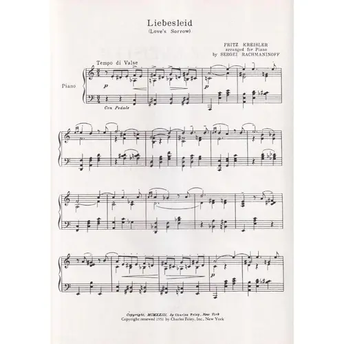 Liebesleid (Arr. S. Rachmaninoff)