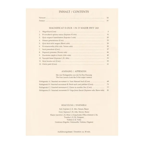 Magnificat In D major BWV 243 - Urtext - vocal score