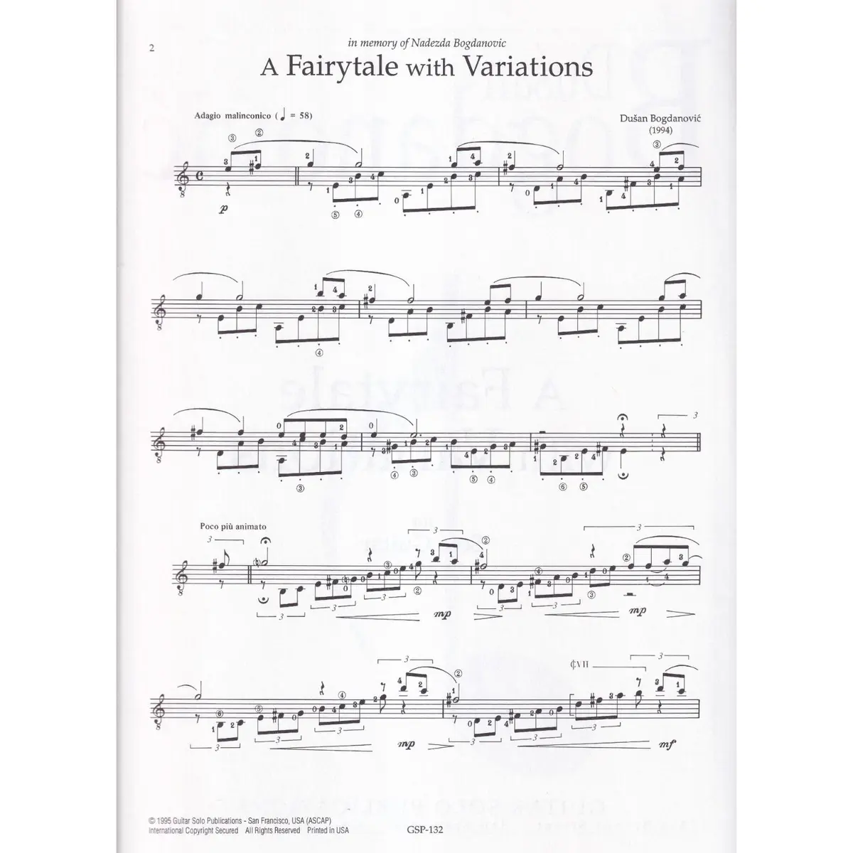 A Fairytale With Variations For Solo Guitar