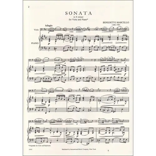 Sonata In E Minor For Viola