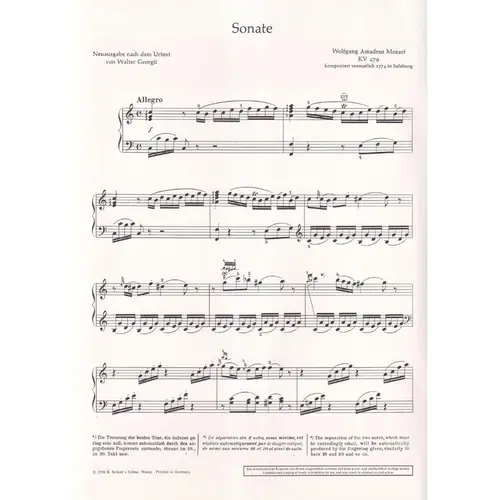Sonate C Dur - KV 279 para piano