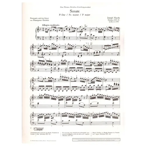 Sonate F-Dur  - Hob.XVI:23