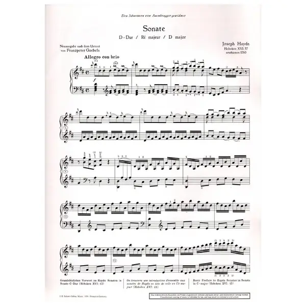 Sonate D Dur - Hob. XVI:37