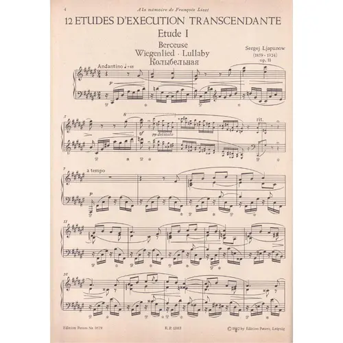 12 Etudes D´Execution Transcendante - Op.11