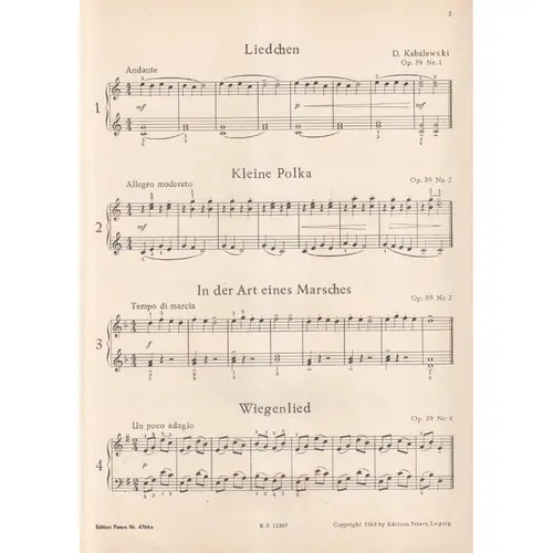 Klavieralbum Fur Die Jugend - Op.39 / Op.51 N.1, 3