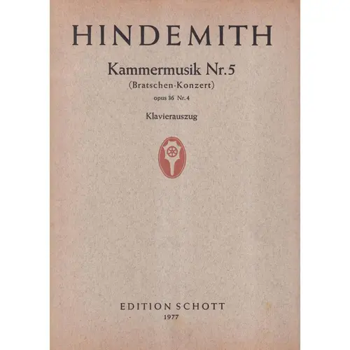 Kammermusik N.5 - Op.36 N.4 (Bratschen-Konz.)  (Edição Antiga)