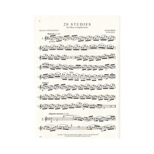 20 Studies For Oboe Or English Horn