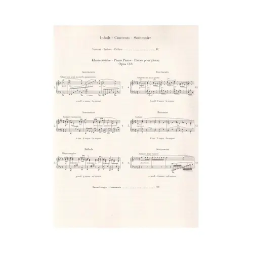 Piano Pieces Opus 118 - Urtext