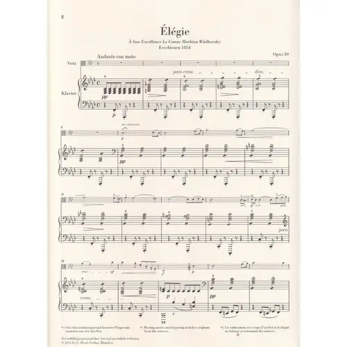 Elegie For Viola And Piano Op. 30