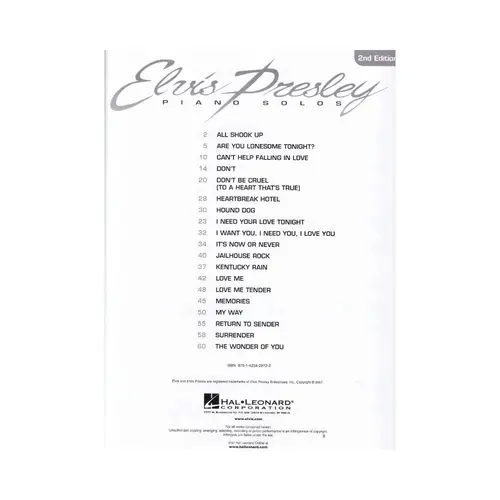 Elvis Presley Piano Solos