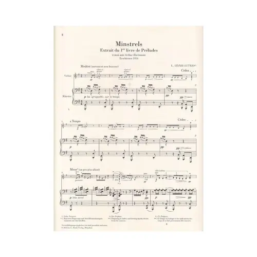 Minstrels From Preludes I For Violin And Piano