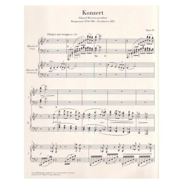 Piano Concerto N.2 In Bb Major Op.83 - Piano Reduction