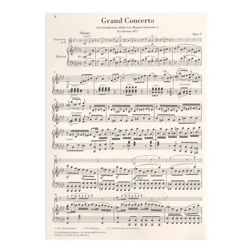 Clarinet Concerto For F Minor Op.5 - Piano Reduction