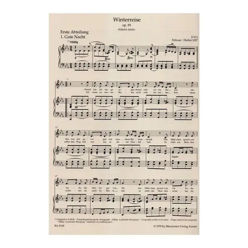 Winterreise - Op.89 - Voz Media - Urtext