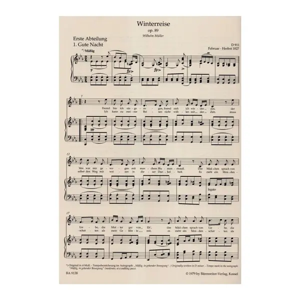 Winterreise - Op.89 - Voz Media - Urtext